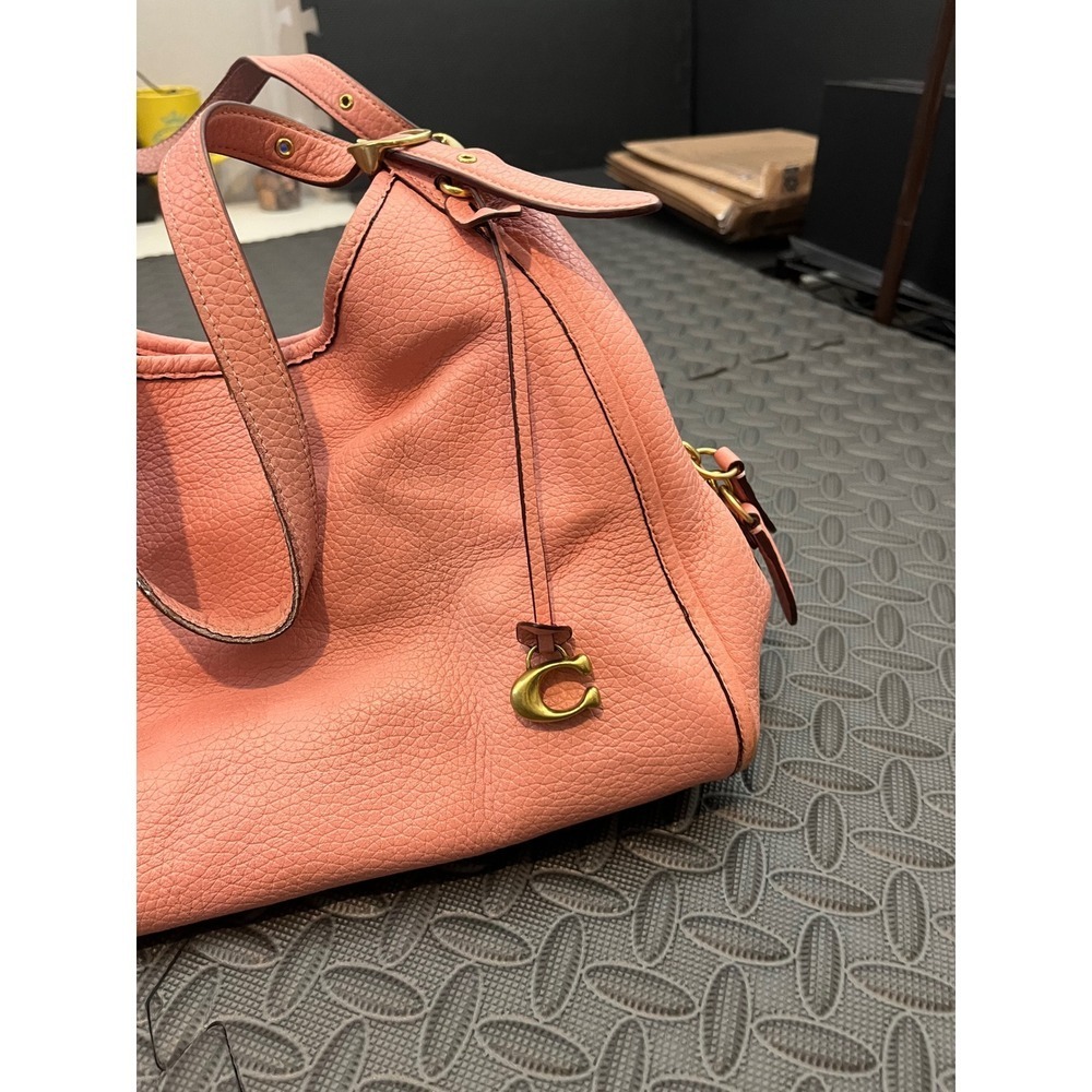 Coach Lori Shoulder Bag Womens Candy Pink Pebbled Leather Gold C Purse C4824 - Picture 3 of 14